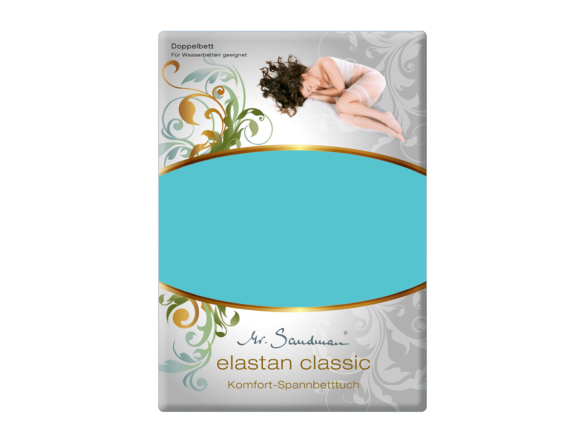 Mr Sandman Hoeslaken Jersey Elastan Classic Split NL Topper 90 cm - Türkis | 180x200-210 cm | Hoogte 5-12 cm