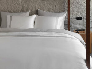 Dommelin Dekbedovertrek Listra 100% Katoen Satijn - Wit/Zilver | 140x200/220 cm + 1 kussensloop