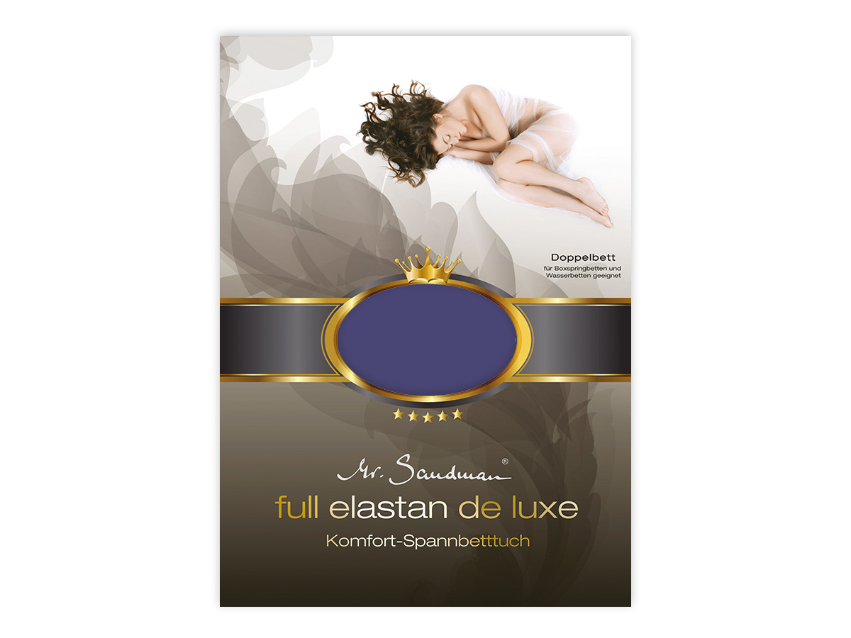 Mr Sandman Hoeslaken Jersey Elastan de Luxe - Dunkelblau | 180-200x200-220 cm | Hoogte 40 cm