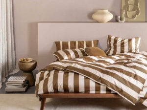 Minte Stripe Duvet cover Slate brown - Vanilla 2p set 240x220+2/60x70